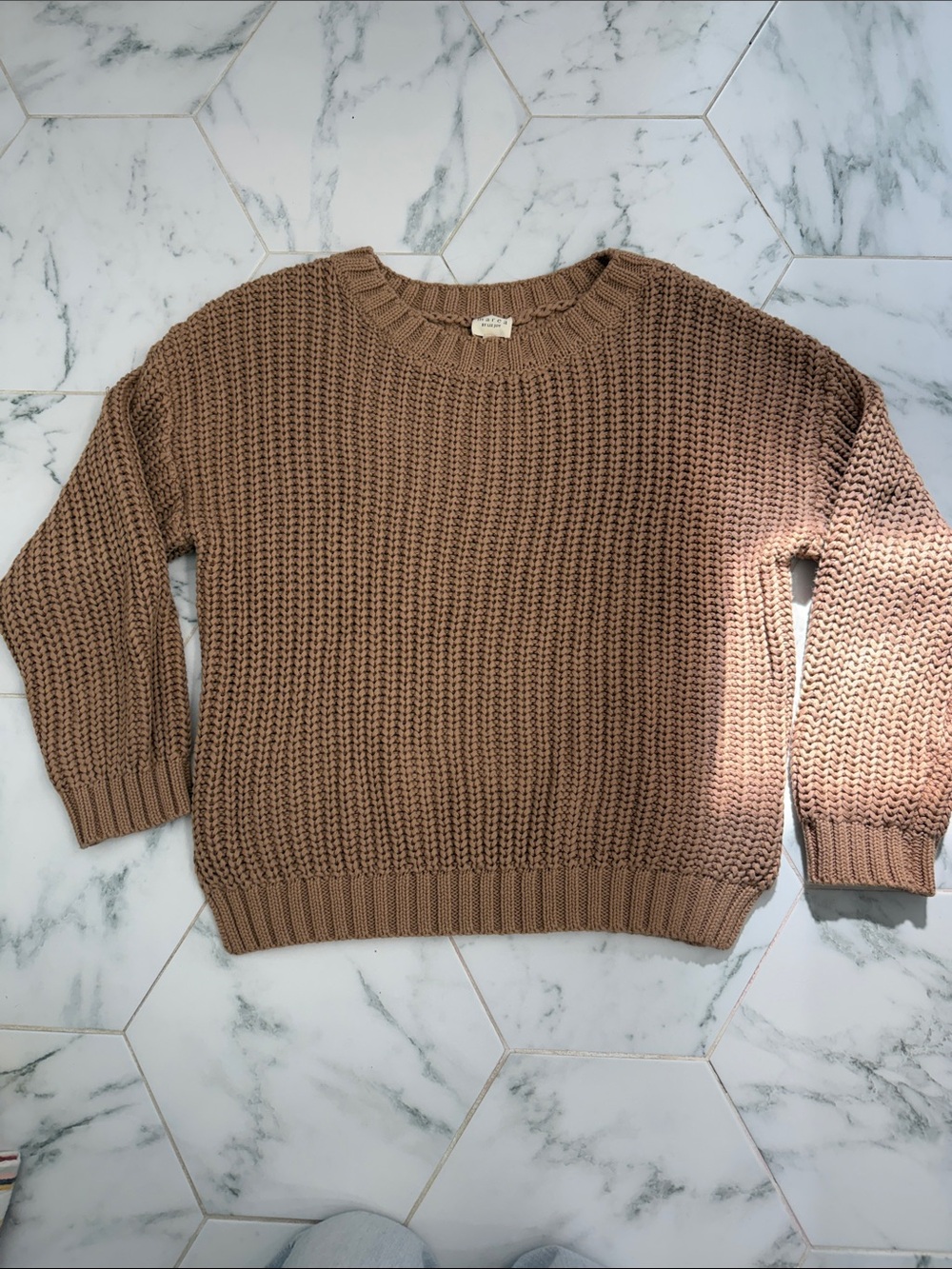 Marea Beach Crewneck Chunky Knit Sweater - Brown